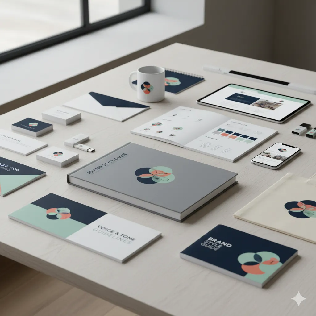 Complete brand identity package contents
